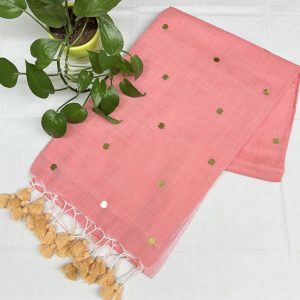 peach-pink khadi saree