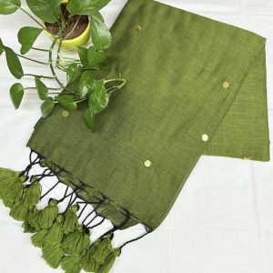 Olive Green khadi saree