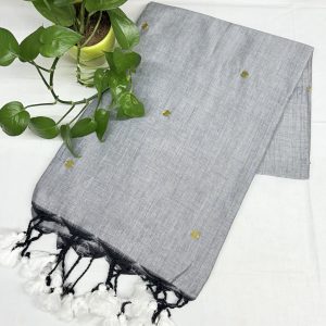soft grey khadi Saree