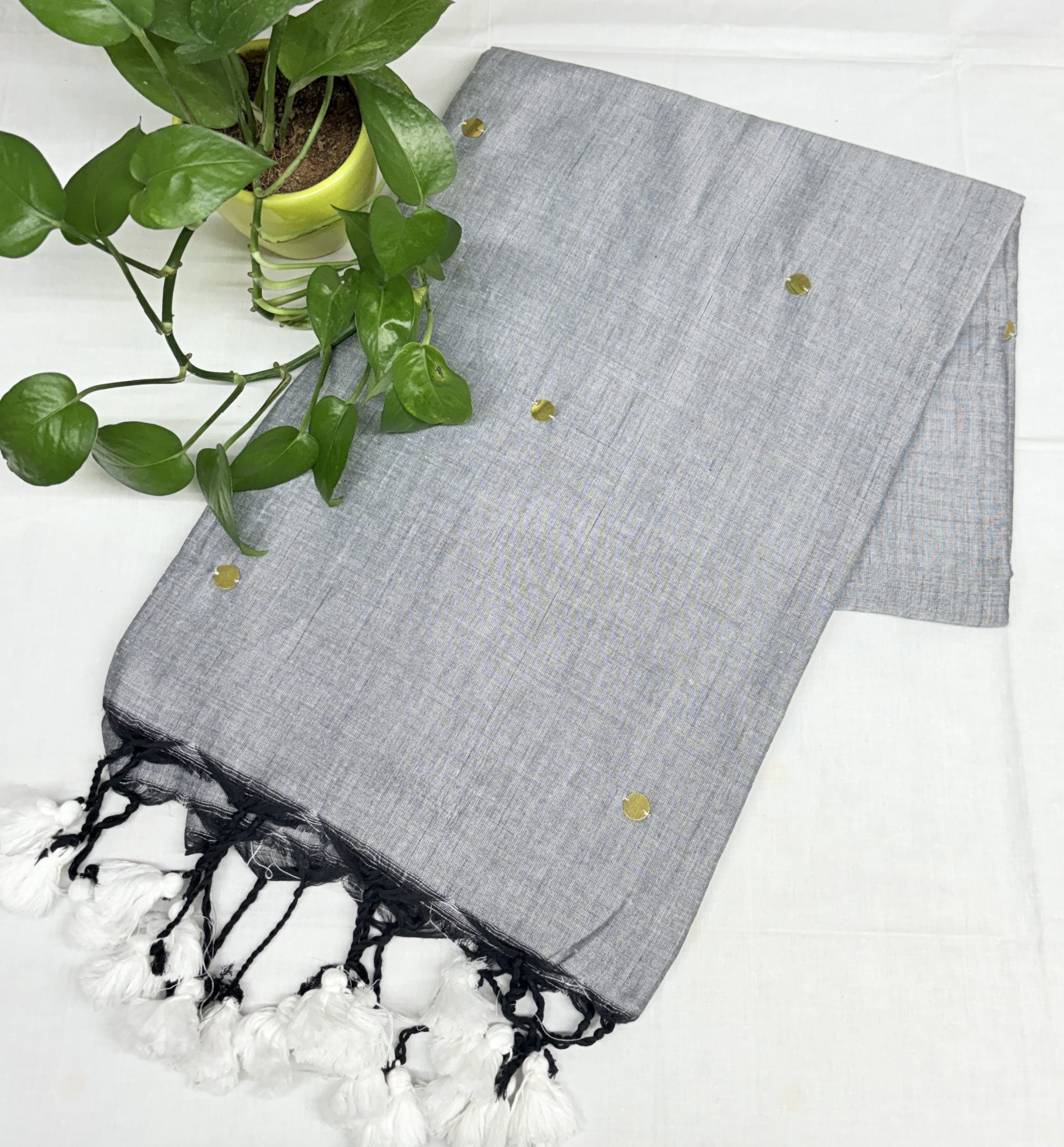 soft grey khadi Saree