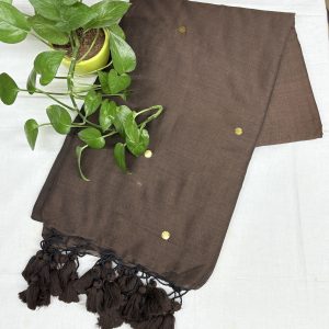 Chocolate brown Khadi Saree
