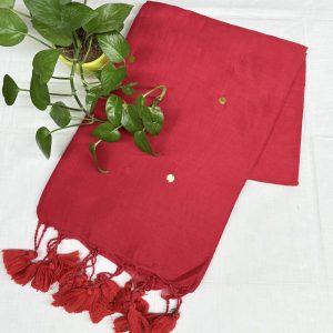 Cherry Red Khadi Saree