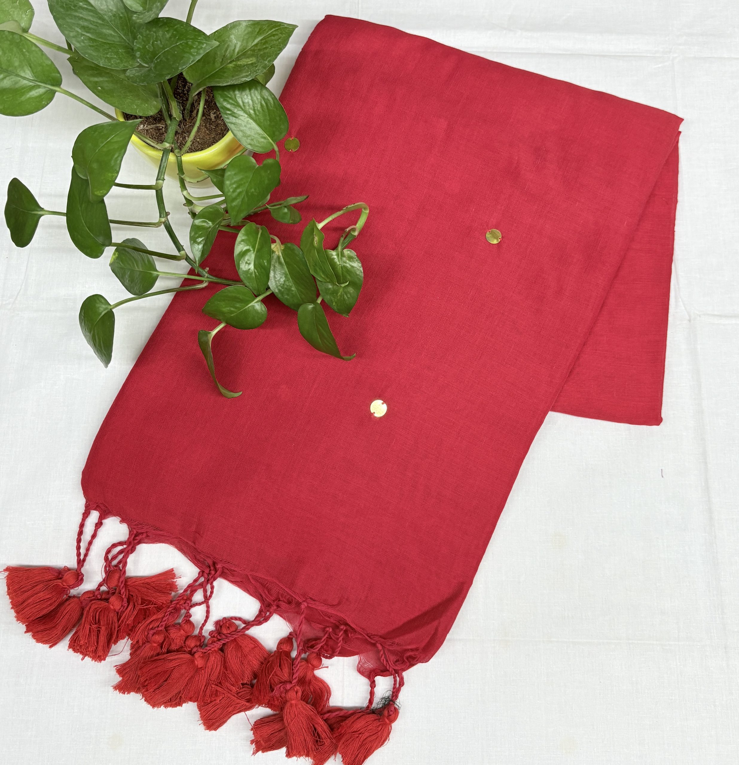 Cherry Red Khadi Saree