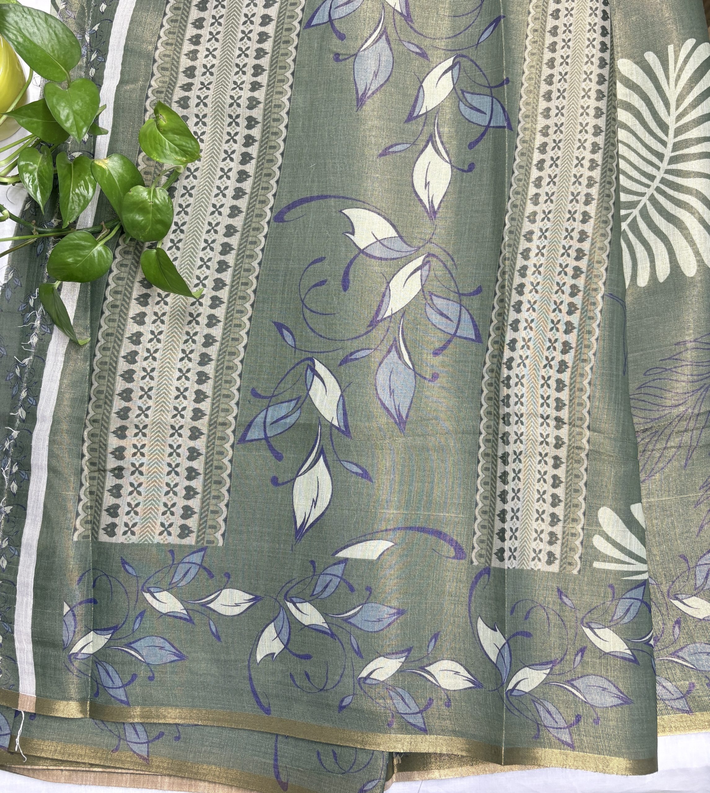 Olive Green Tissue linen