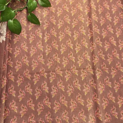 Tissue Linen brown saree