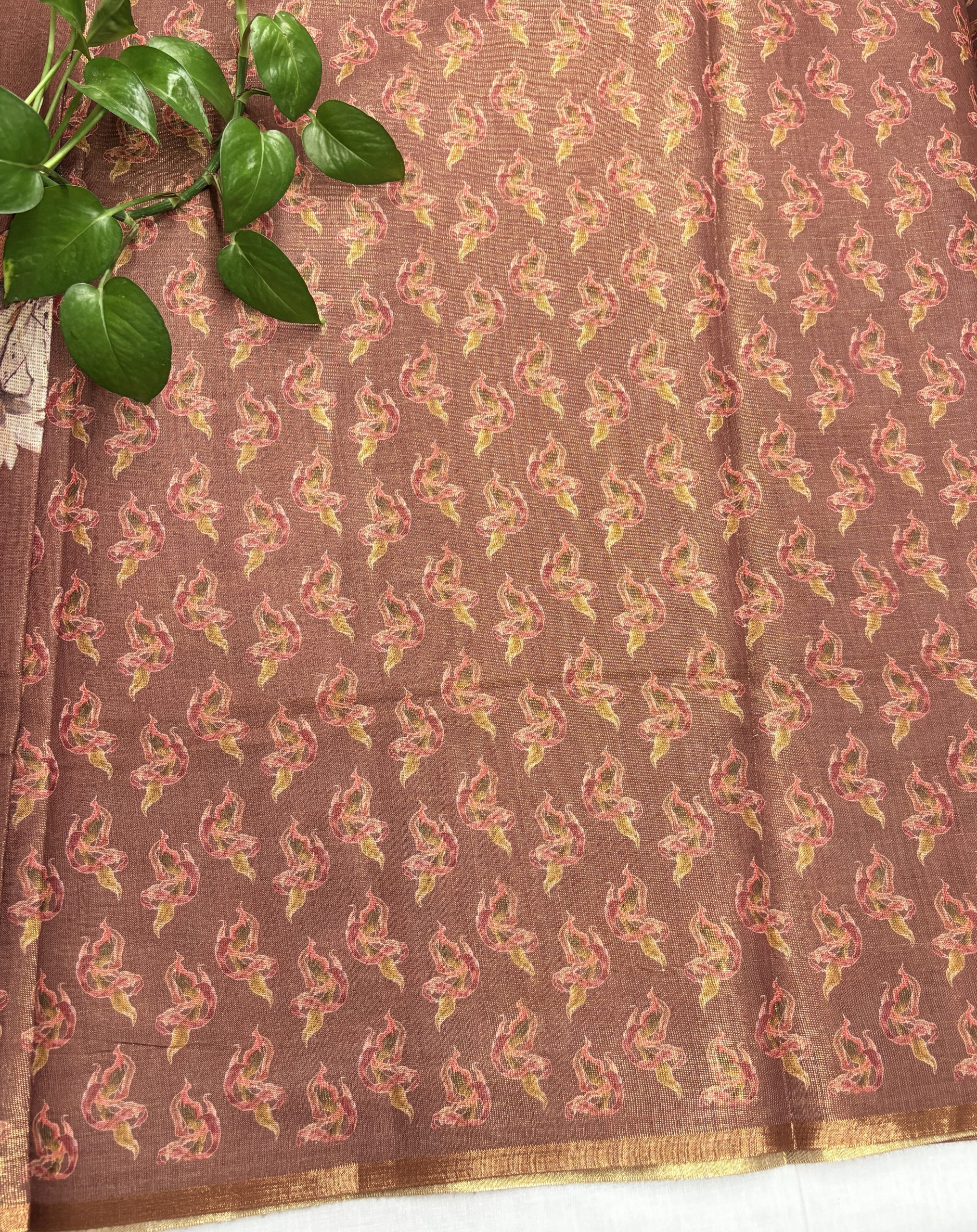 Tissue Linen brown saree