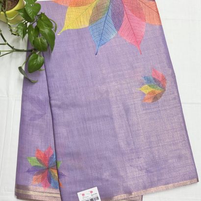 lavender linen saree