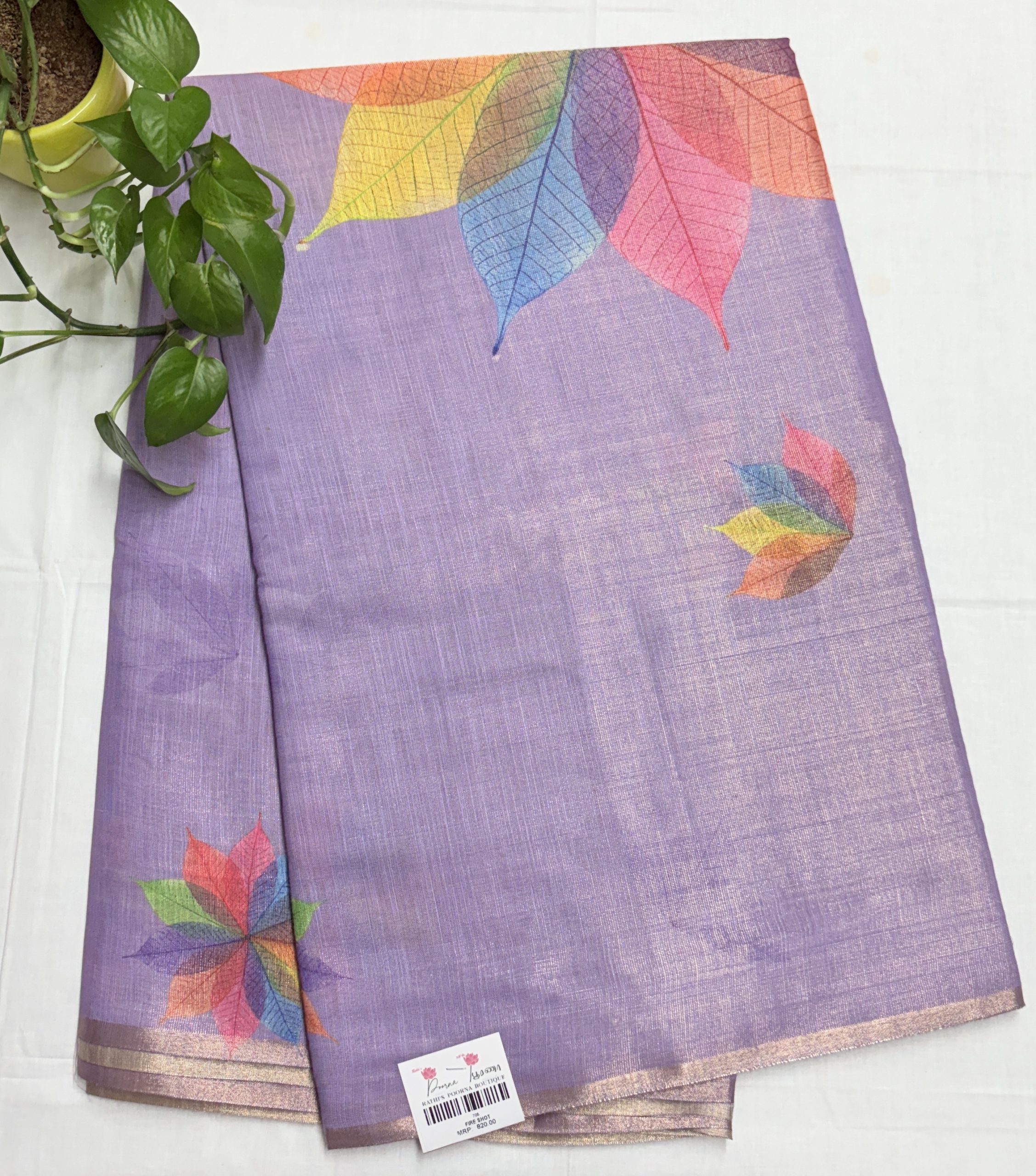 lavender linen saree