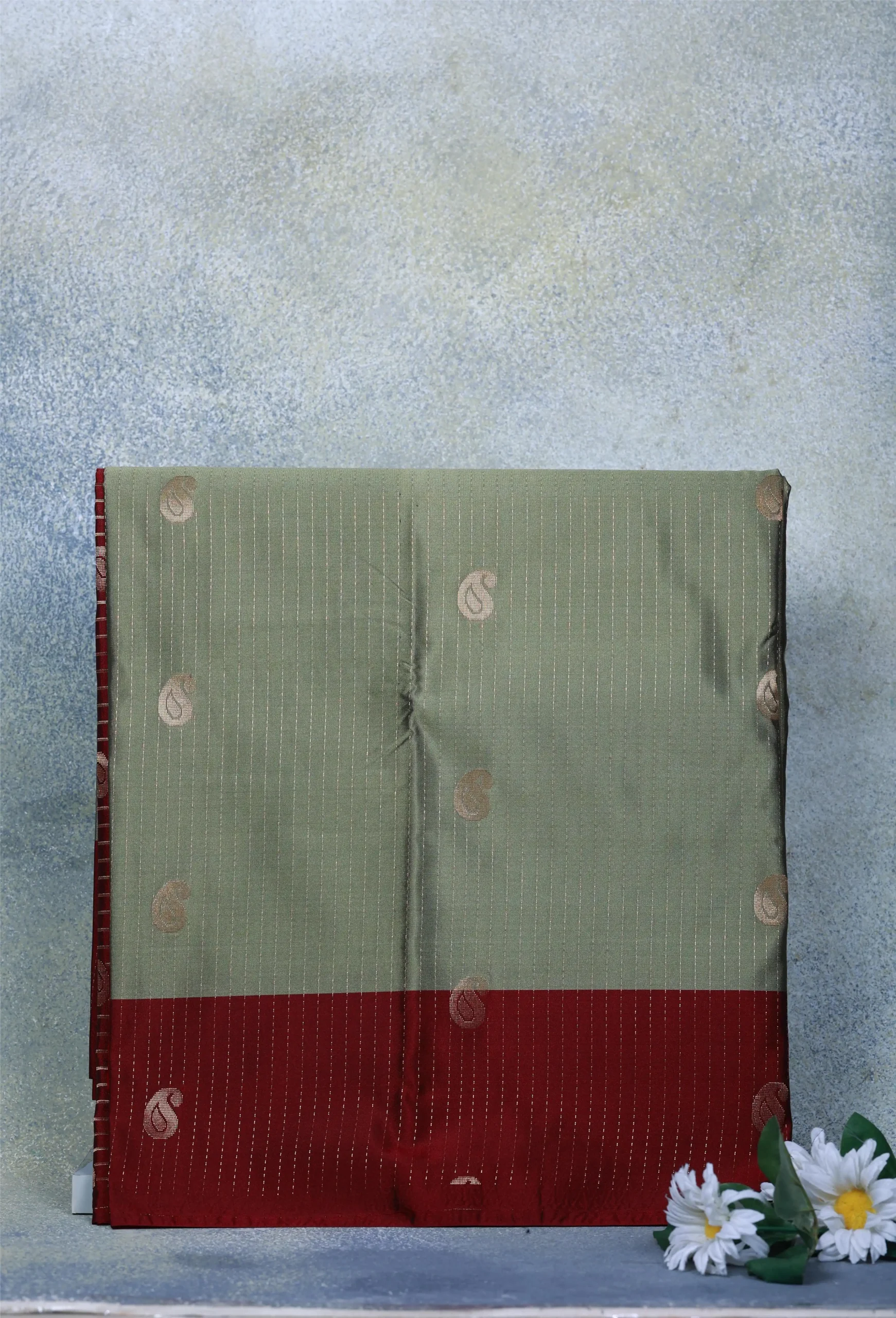 Sage Green Semi Silk Saree