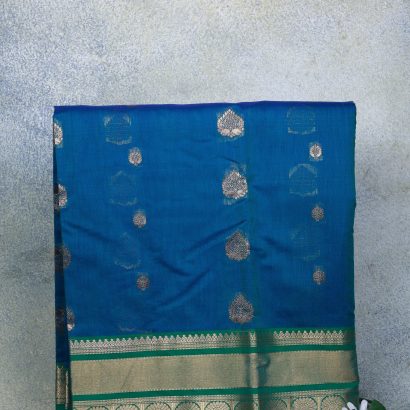 Blue Pure Silk Cotton Saree | ₹4200 | Poorna Boutique 3 Blue Colour Pure Silk Cotton Saree