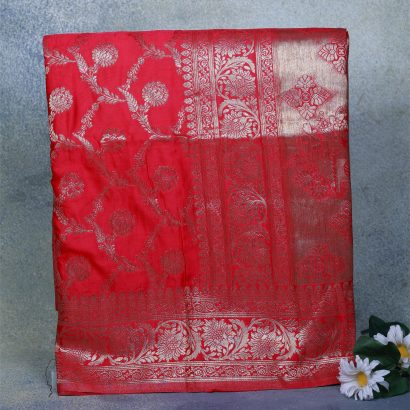 Red Banarasi Silk Saree Poorna Boutique Pallikaranai Chennai India