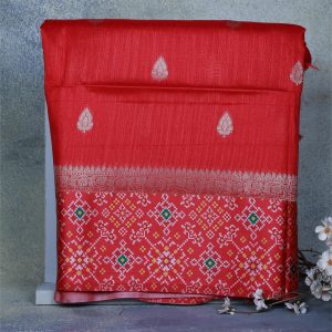 Red Raw Silk Cotton Sare Poorna Boutique
