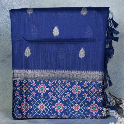 Royal Blue Raw Silk Saree Poorna Boutique