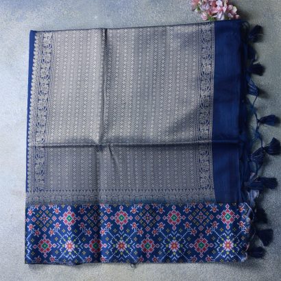 royal blue raw silk saree poorna boutique