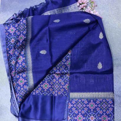Royal Blue Raw Silk Saree poorna boutique