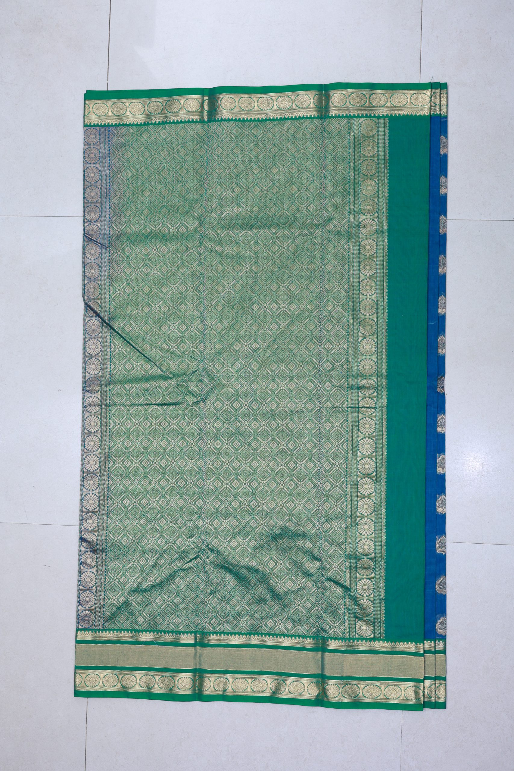 Blue Pure Silk Cotton Saree | ₹4200 | Poorna Boutique 2 Blue Colour Pure Silk Cotton Saree