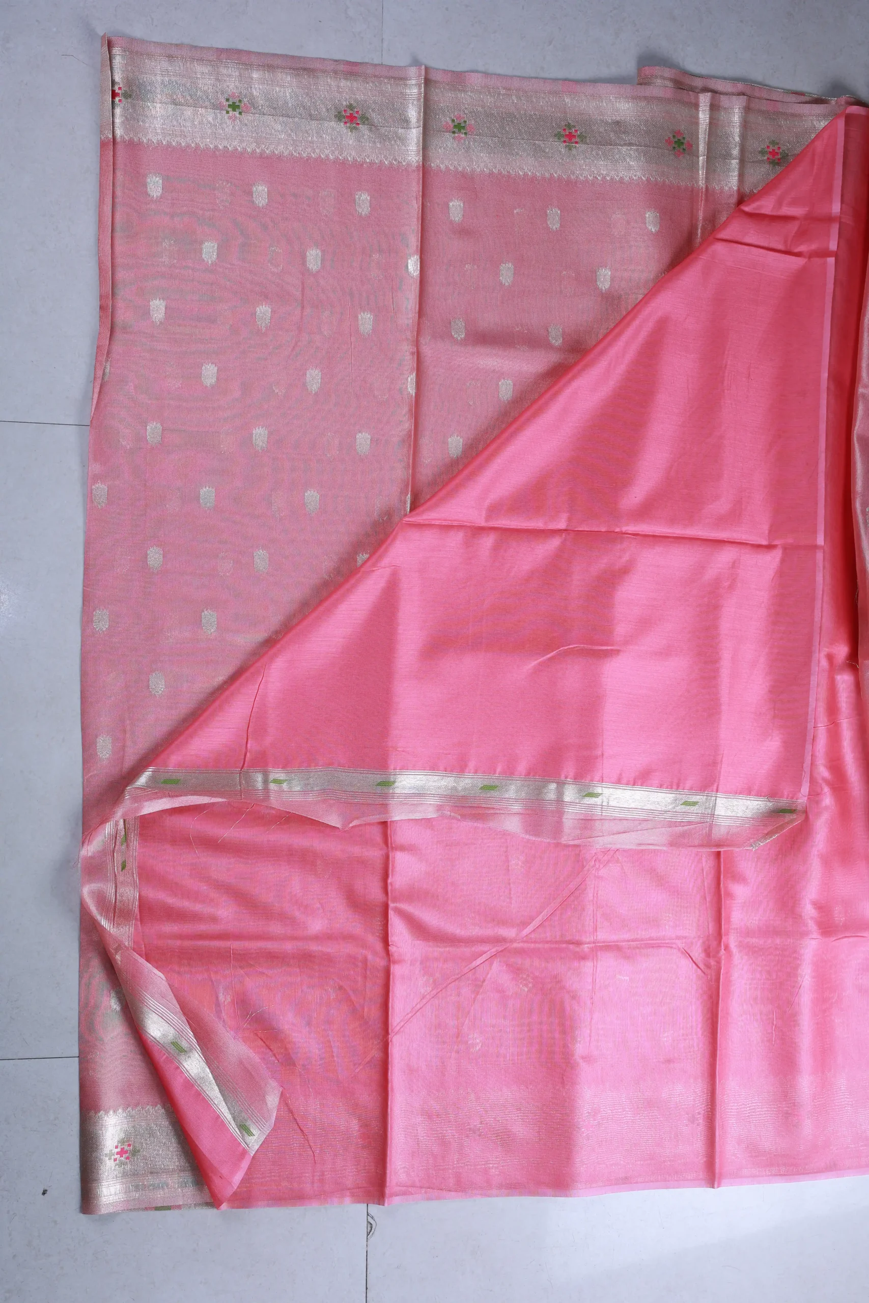 3 Coral Pink Tissue Paithani Poorna Boutique