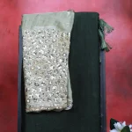 Green clolour Crushed Chiffon Saree