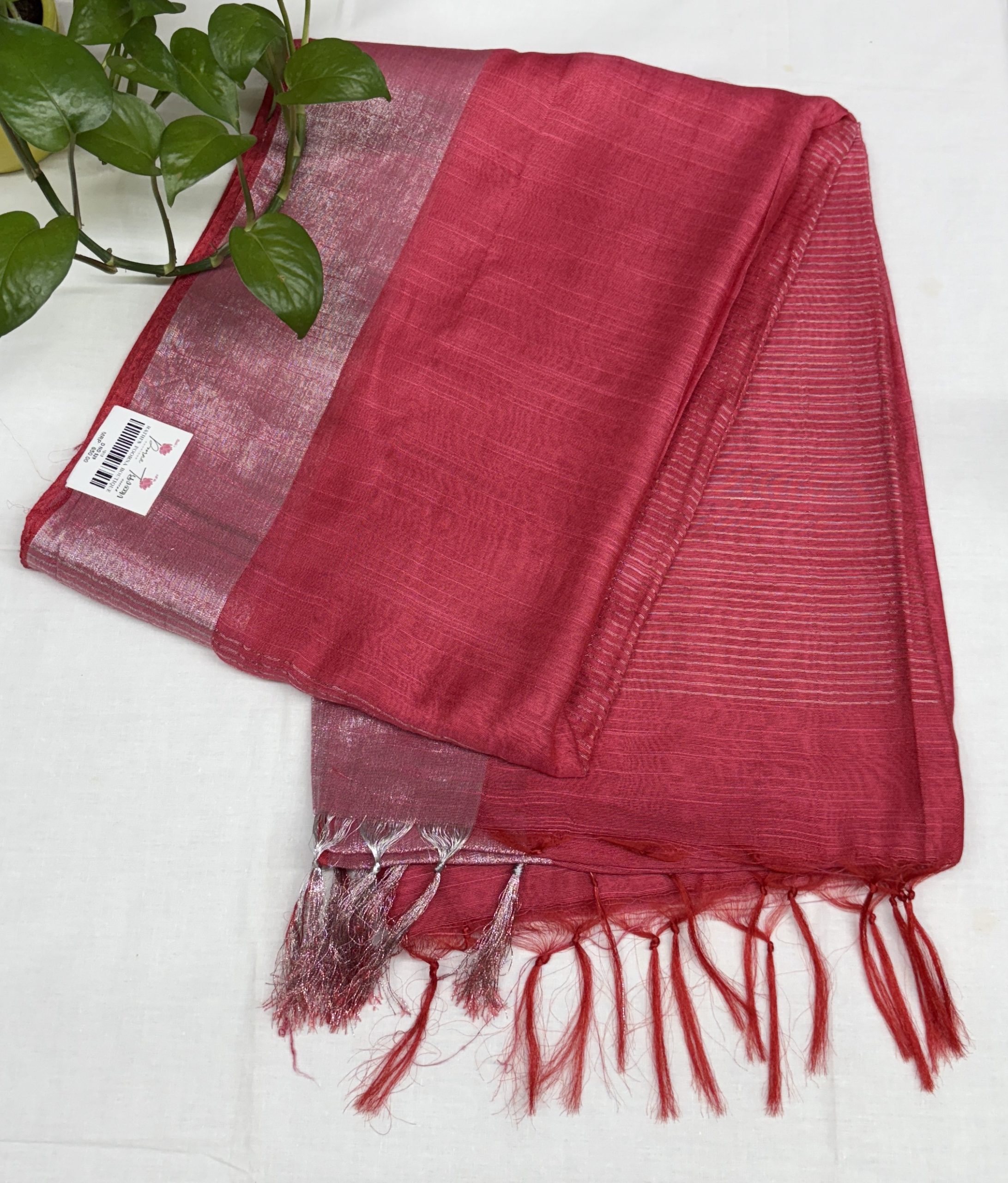 Handloom-cotton-red Red Handloom Cotton Saree – Lightweight Soft Cotton Saree with Zari Border | Traditional Ethnic Wear