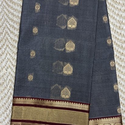 Steel Grey Pure Silk Cotton Saree