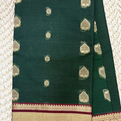 Green Pure Silk Cotton Saree | ₹4200 | Poorna Boutique 4 Green Pure Silk Cotton Saree
