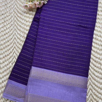 Purple Semi Dola Silk Saree with Beige Zari Border – Elegant Festive & Office Wear Saree