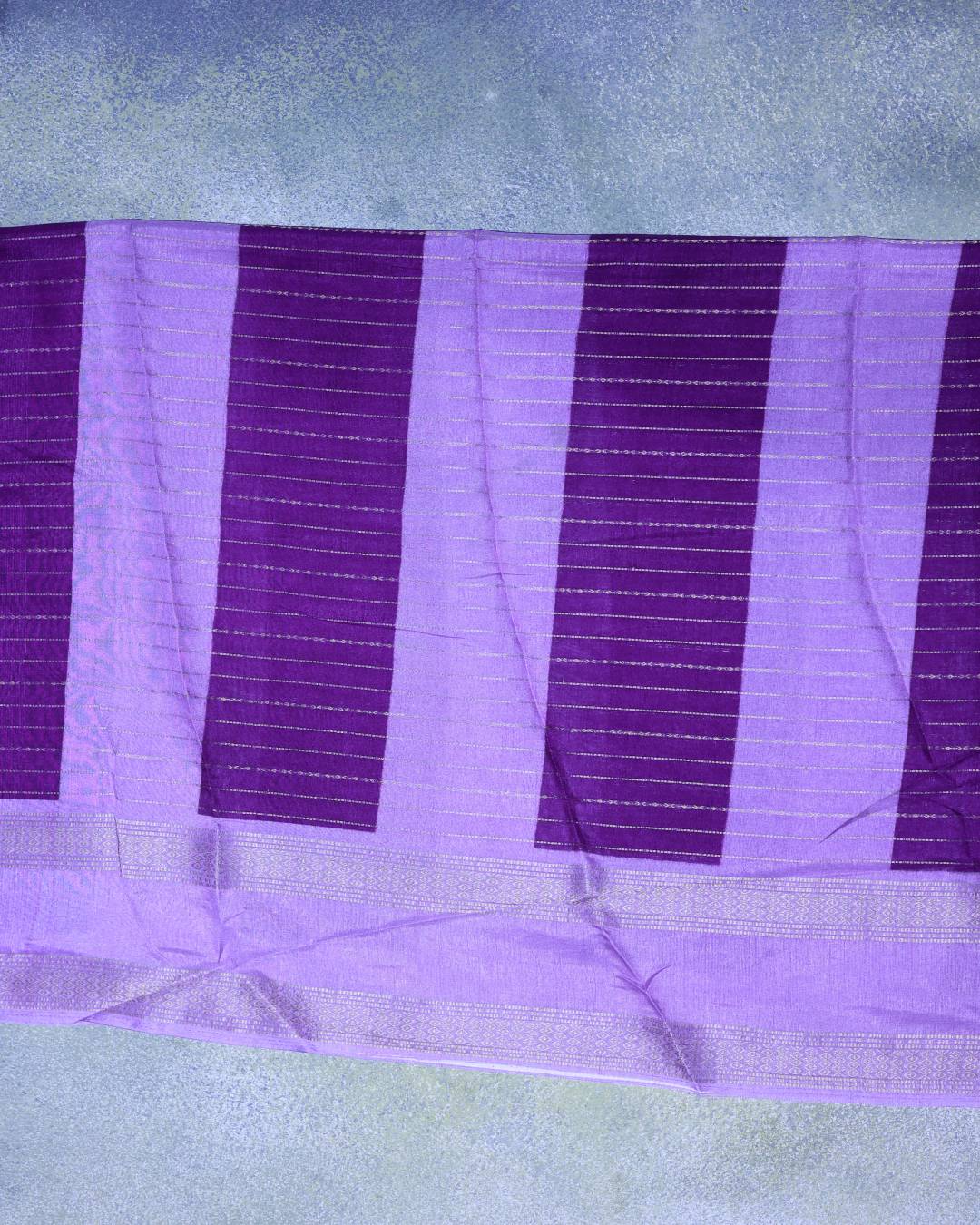 Purple Semi Dola Silk Saree with Beige Zari Border – Elegant Festive & Office Wear Saree 1 Purple semi dola silk