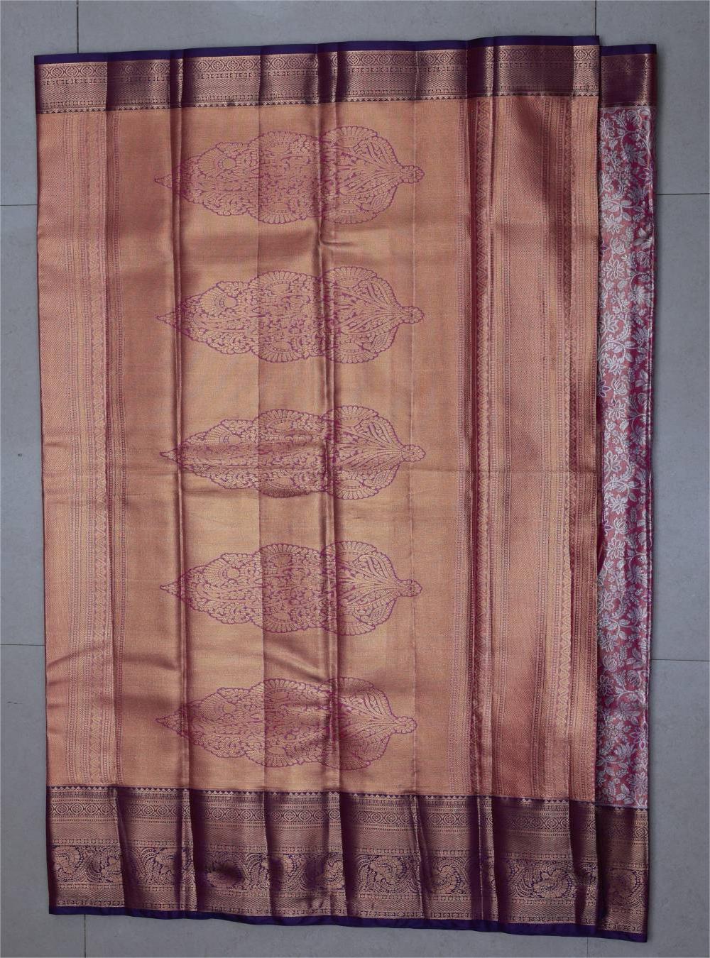 Mauve Pink Semi Tissue Silk Saree with Wine & Silver Zari Border – Premium Festive Wear Saree 3 Mauve Pink Semi Tissue Silk Saree with Wine & Silver Zari Border – Premium Festive Wear Saree