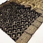 Black colour Banarasi saree with golden zari