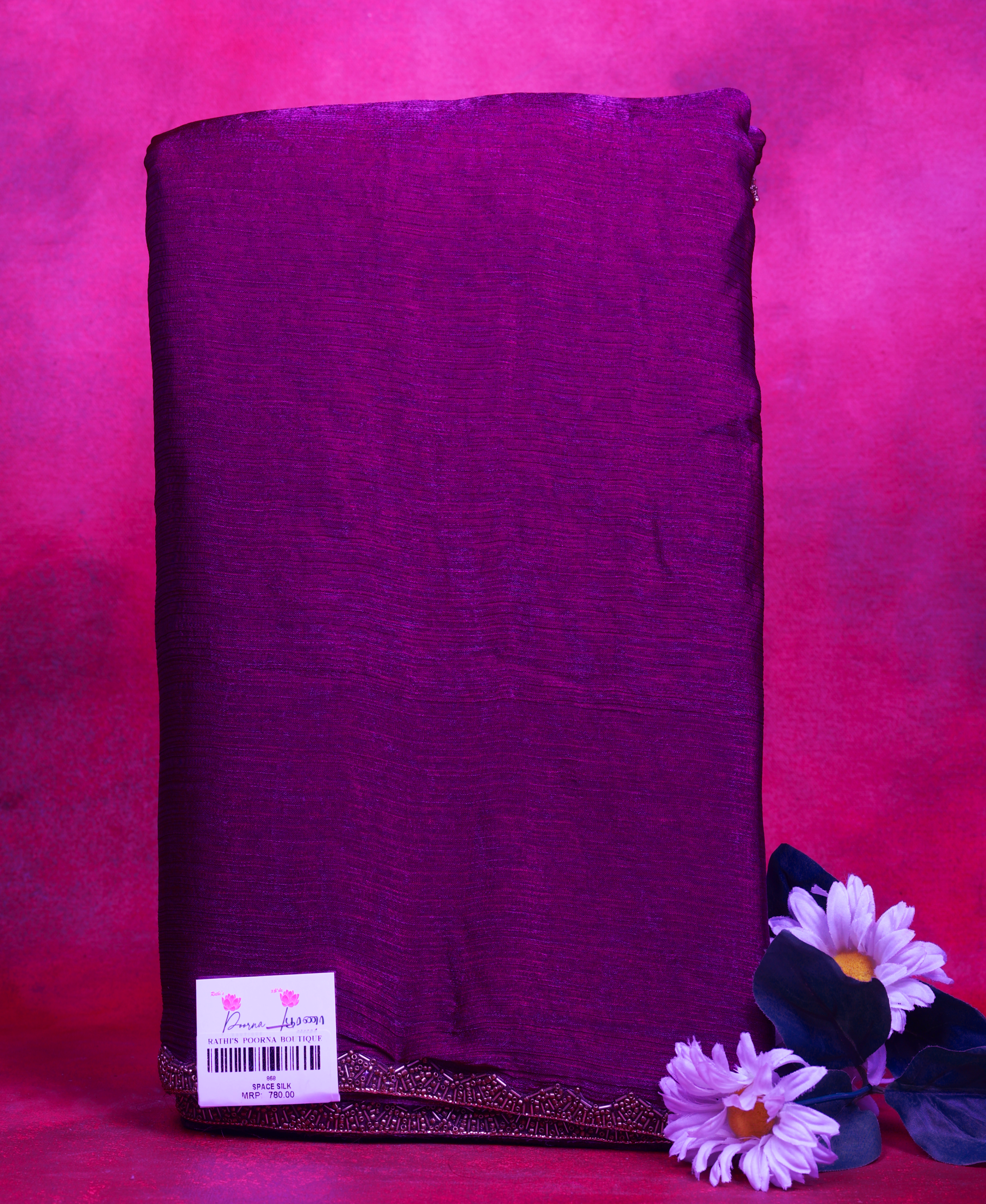 latest Purple Space Silk Saree poorna boutique
