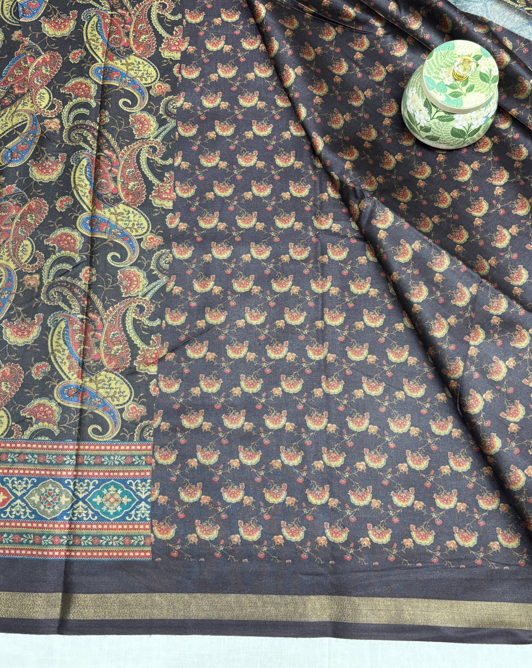 Soft Tassar Saree – Multicolor Abstract Waves 2 Soft Tussar Saree