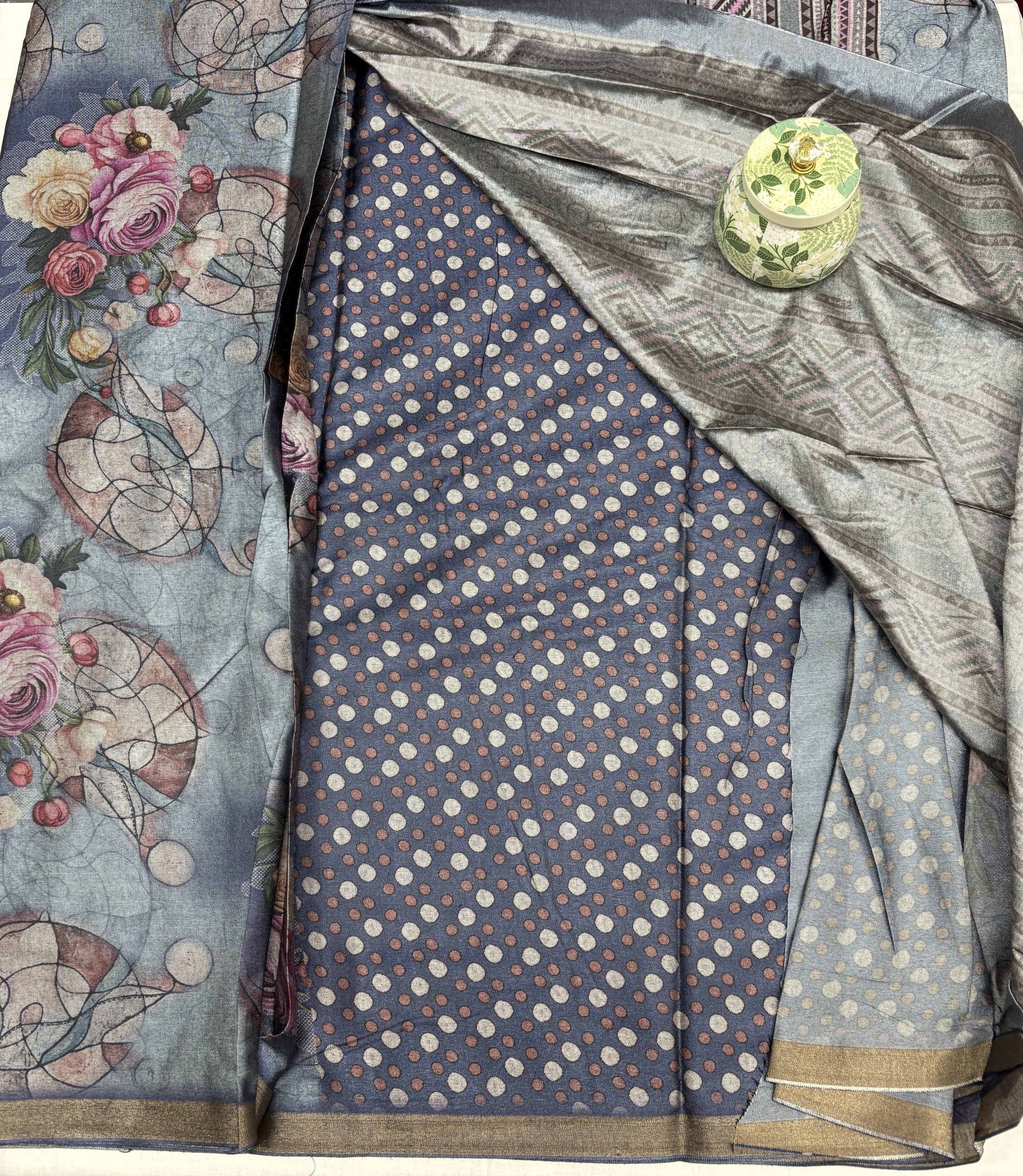 Soft Tassar Printed Saree – Multicolor Abstract Waves 2 Soft Tassar Printed Saree – Multicolor Abstract Waves