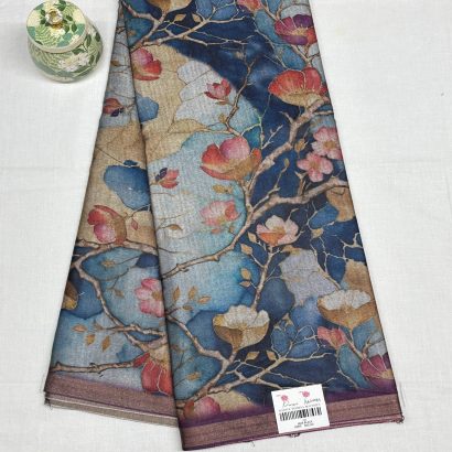 Tussar Silk Saree, digital print, contemporary drape. 3 Soft Tassar Printed Saree