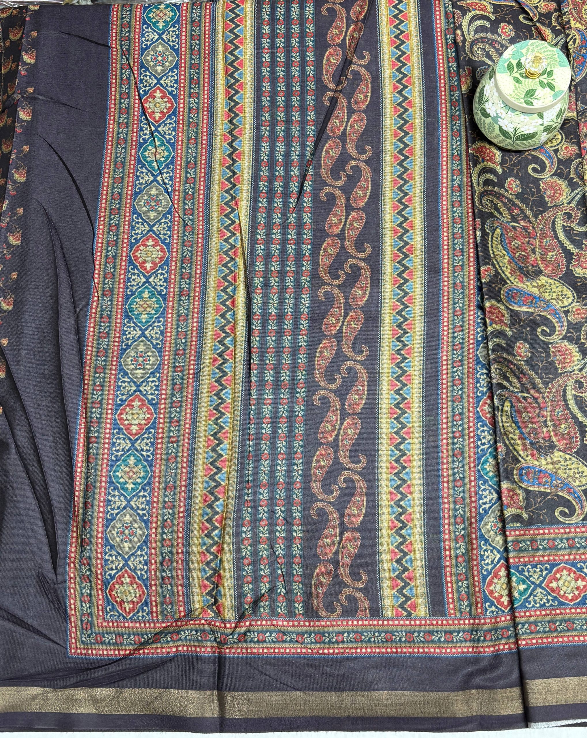 Soft Tassar Saree – Multicolor Abstract Waves 1 Soft Tussar Saree