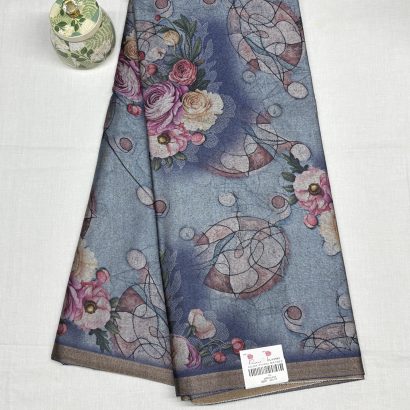 Soft Tassar Printed Saree – Multicolor Abstract Waves 3 Tassar Printed Saree