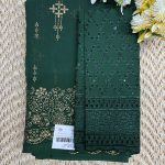Emerald Green Crushed Chiffon Saree with Sequin Blouse | Price Rs.880 | Poorna Boutique