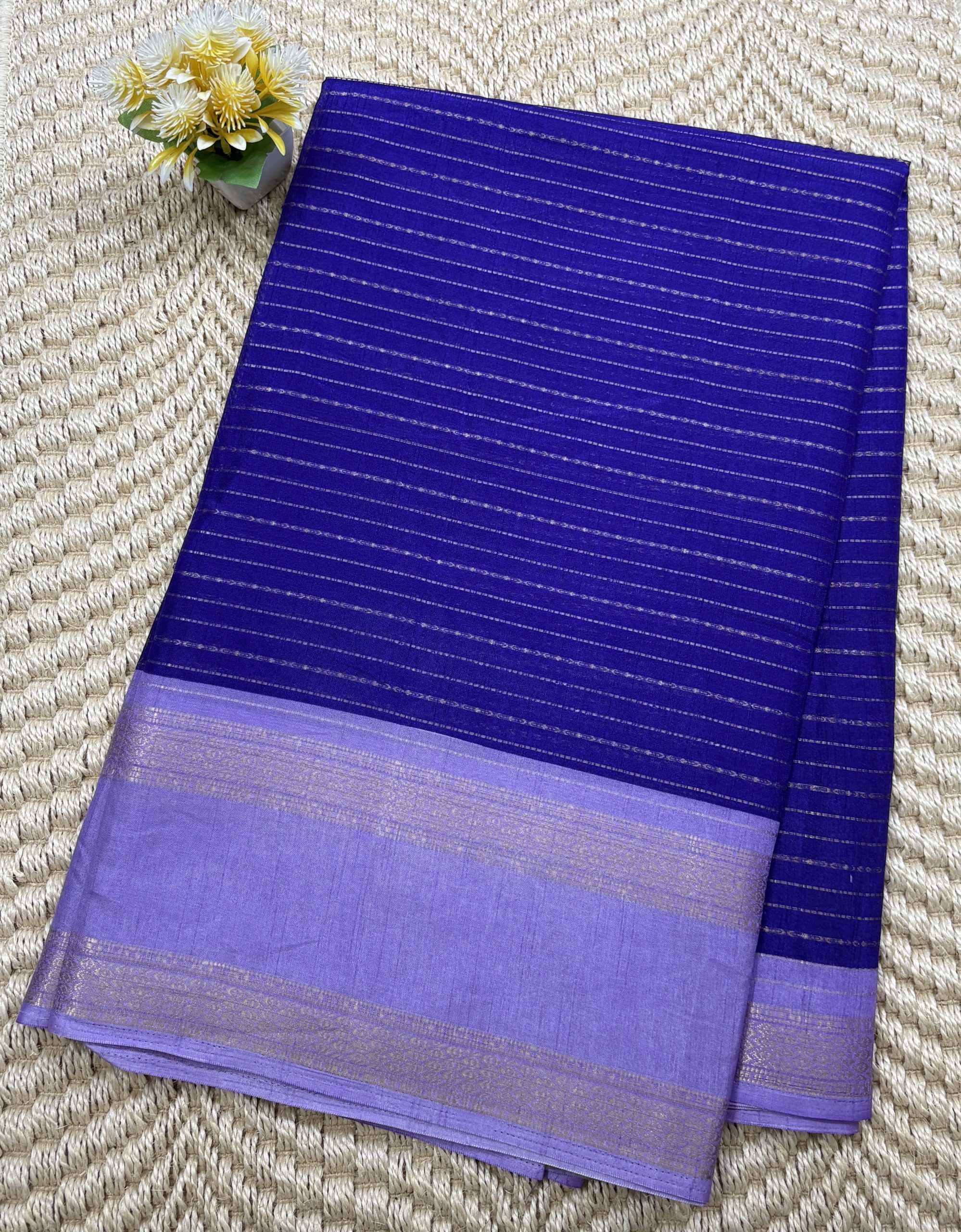 IMG_E3792 Blue Semi Dola Silk Saree with Beige Zari Border – Elegant Festive & Office Wear Saree | Rs.840