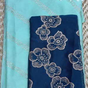 sea green CRUSHED CHIFFON SAREE POORNA BOUTIQUE
