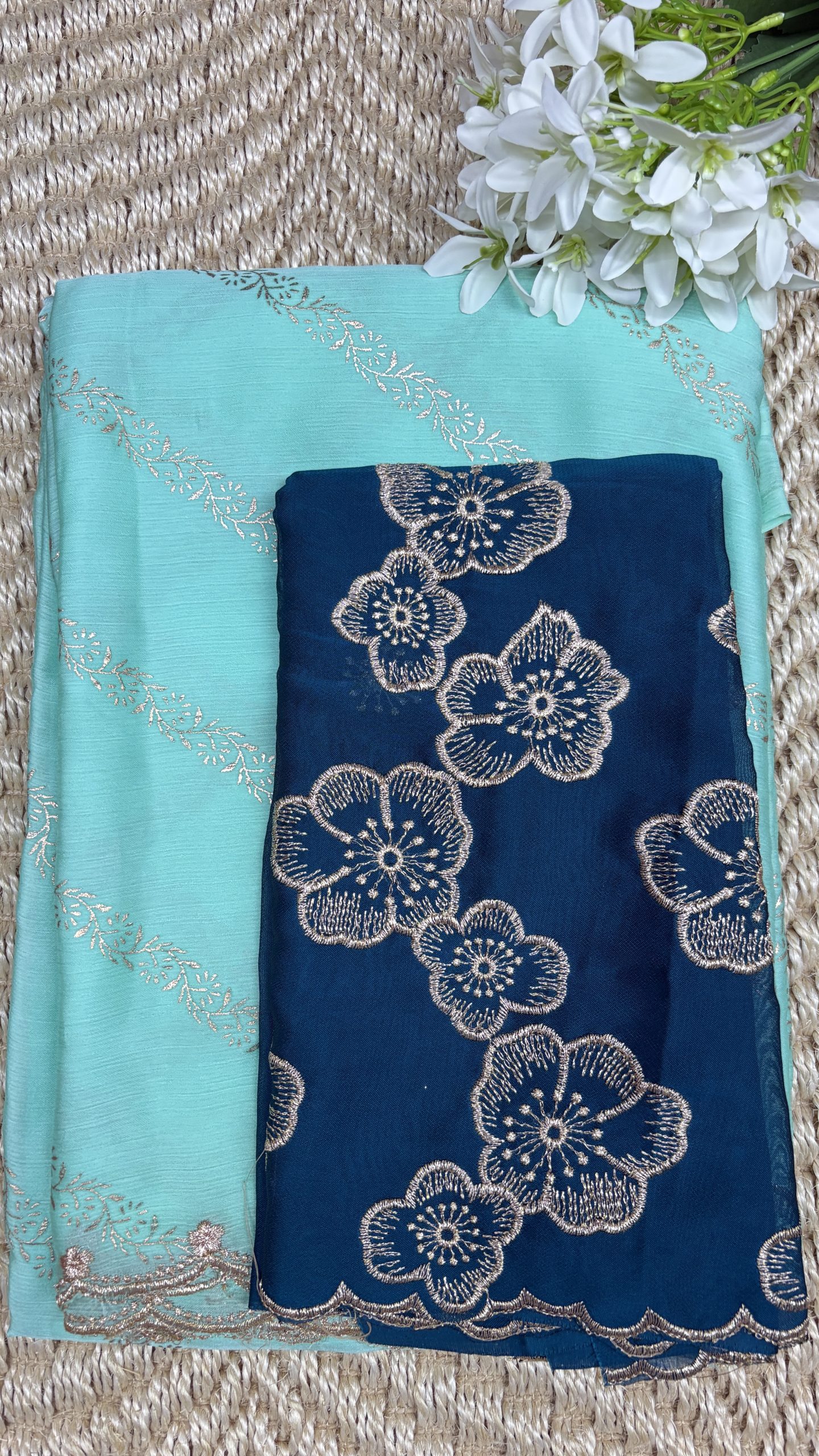 IMG_E3908 sea green CRUSHED CHIFFON SAREE POORNA BOUTIQUE