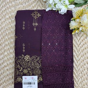 Dark violet Crushed Chiffon Saree