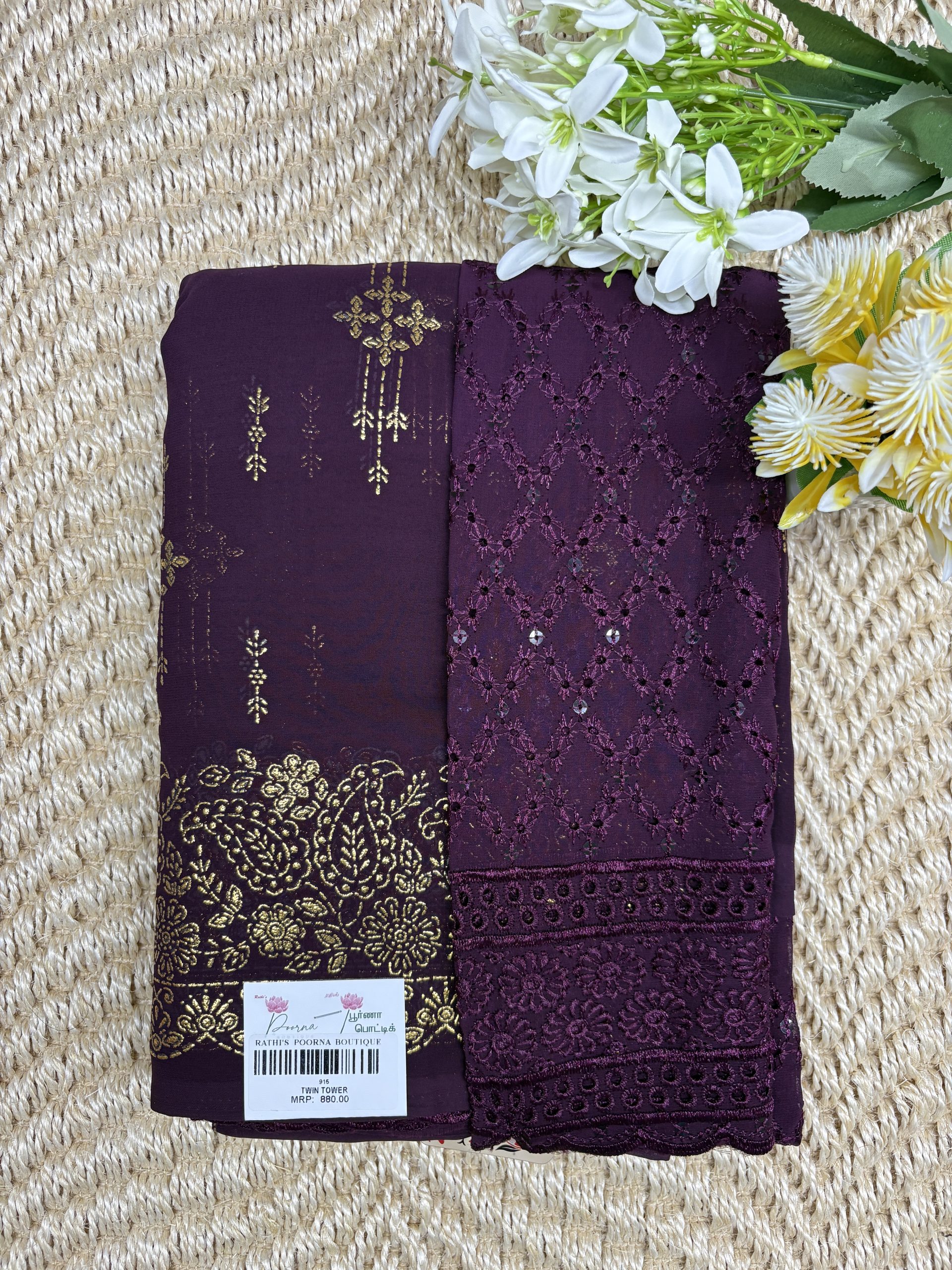 IMG_3912 Dark violet Crushed Chiffon Saree