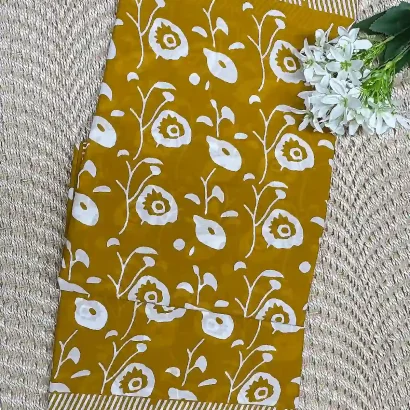 Beautiful Mustard Jaipur cotton Saree Price Rs.891 Poorna Boutique, Chennai