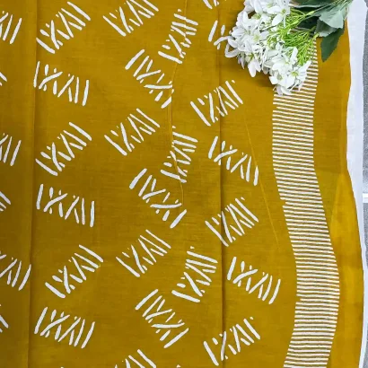 Beautiful Mustard Jaipur cotton Saree pallu Price Rs.891 Poorna Boutique, Chennai