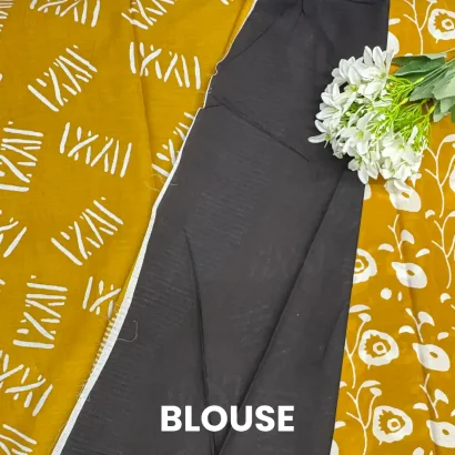 Beautiful Mustard Jaipur cotton Saree blouse