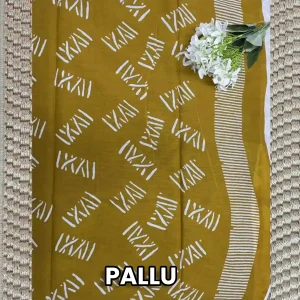 Beautiful Mustard Jaipur cotton Saree pallu