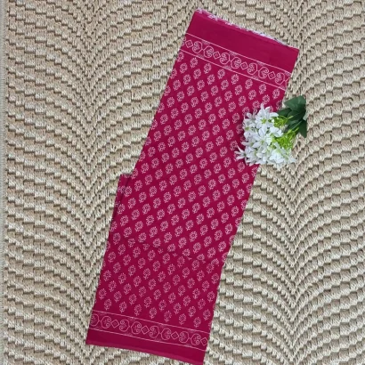 Elegant Pink Jaipur cotton Saree with small motif