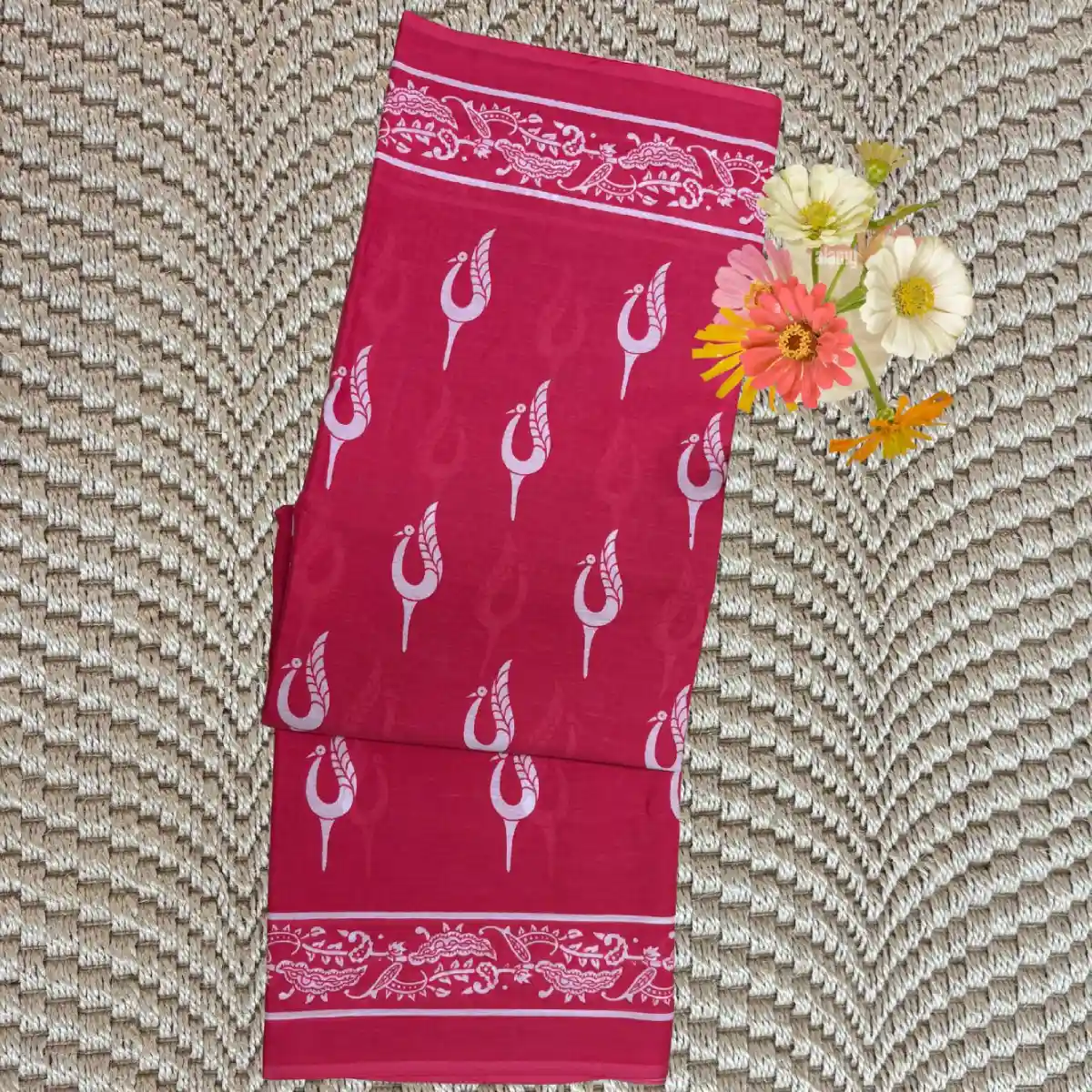 Graceful Peacock Motif Cotton Saree Graceful Peacock Motif Cotton Saree