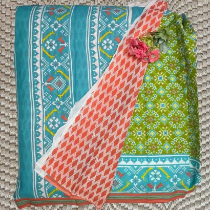 Stunning Green Jaipur cotton Saree blouse