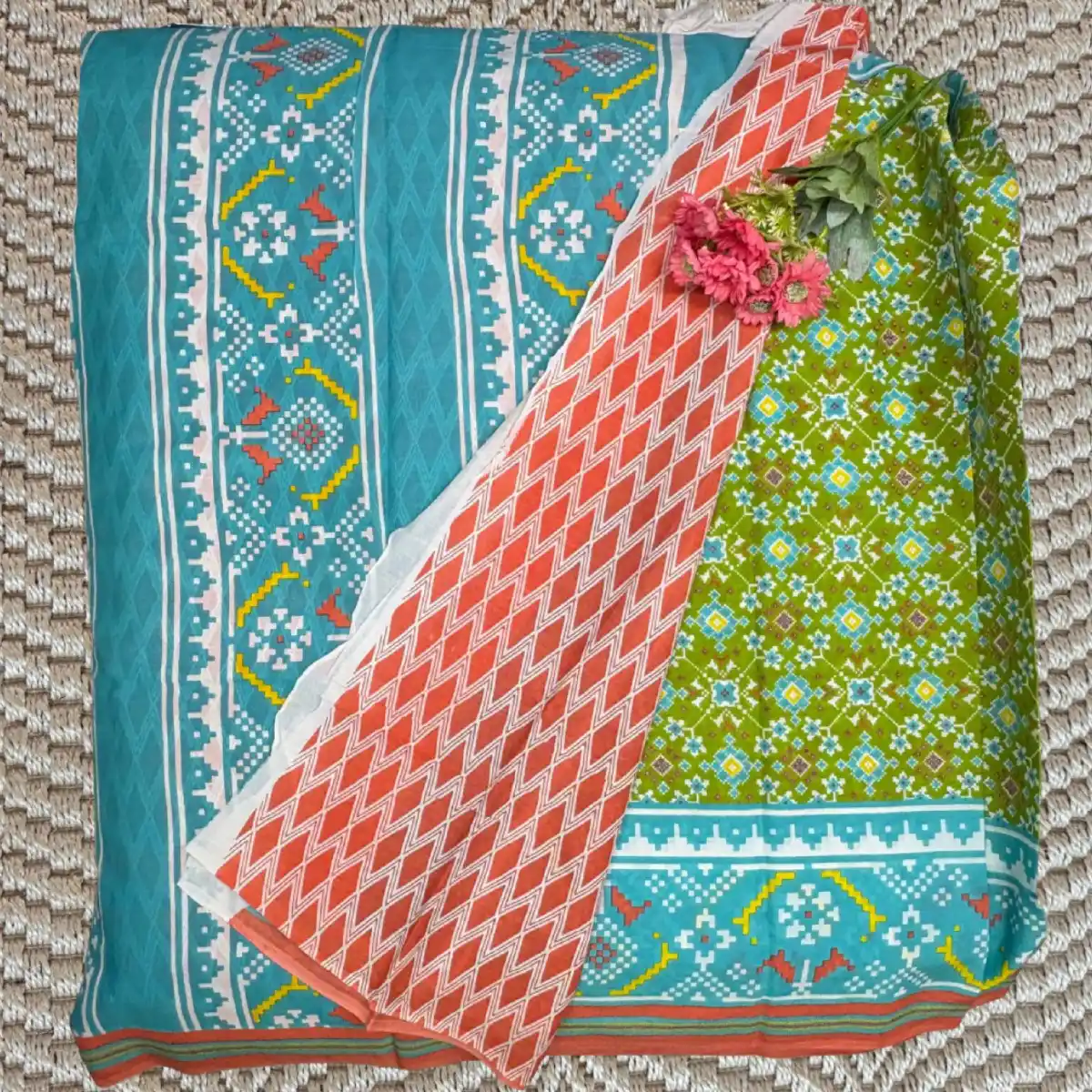 Stunning Green Jaipur cotton Saree | Price Rs.891| Poorna Boutique, Chennai 1 Stunning Green Jaipur cotton Saree blouse