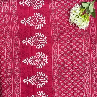 Elegant Pink Jaipur cotton Saree with small motif pallu